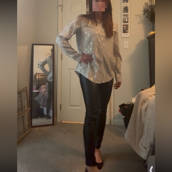 Mazik blue and gold polka dot button down - Picture 7 of 10